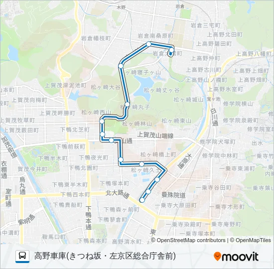 左京区総合庁舎･高野車庫 Bus Line Map