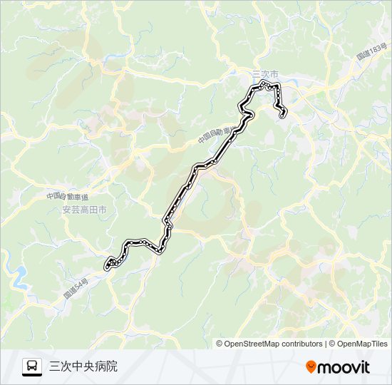 三次吉田線 Bus Line Map