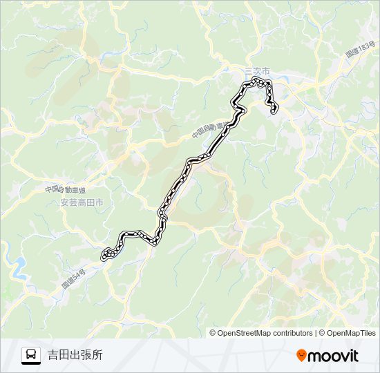 三次吉田線 Bus Line Map