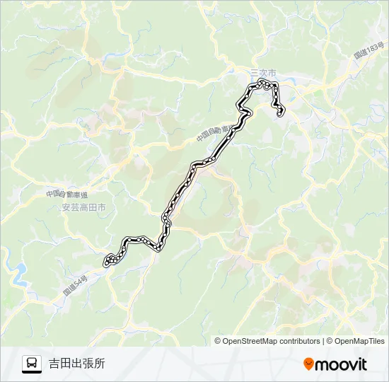 三次吉田線 Bus Line Map