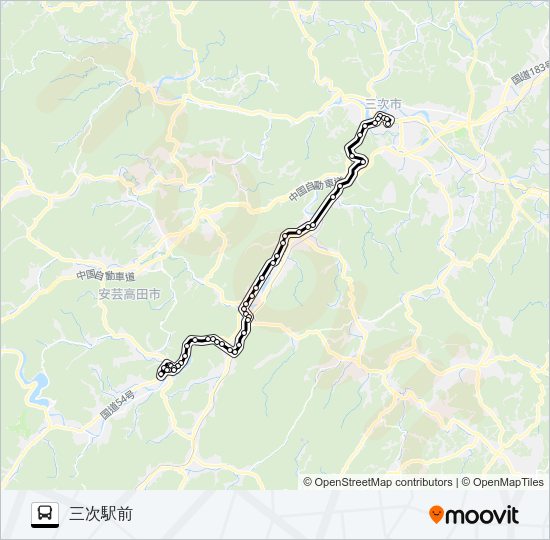 三次吉田線 Bus Line Map