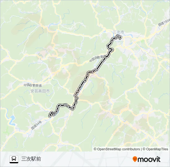 三次吉田線 Bus Line Map