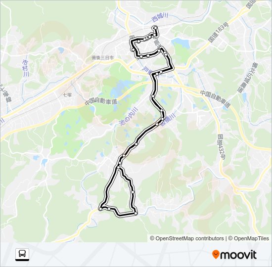 三良坂実留線 Bus Line Map