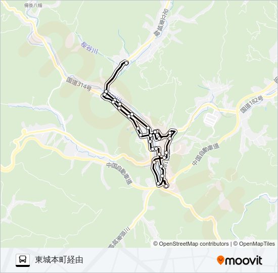 東城市街地循環バス Bus Line Map