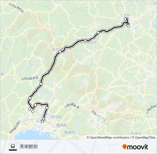 高速：三次～広島線 Bus Line Map