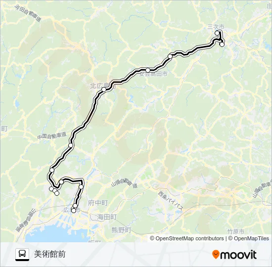 高速：三次～広島線 バスの路線図