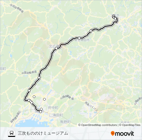 高速：三次～広島線 バスの路線図