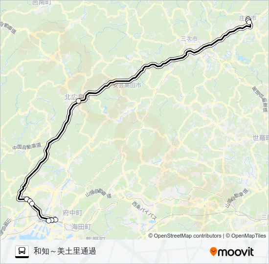 高速：庄原～広島線 バスの路線図