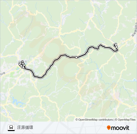 高速：東城～庄原線 Bus Line Map