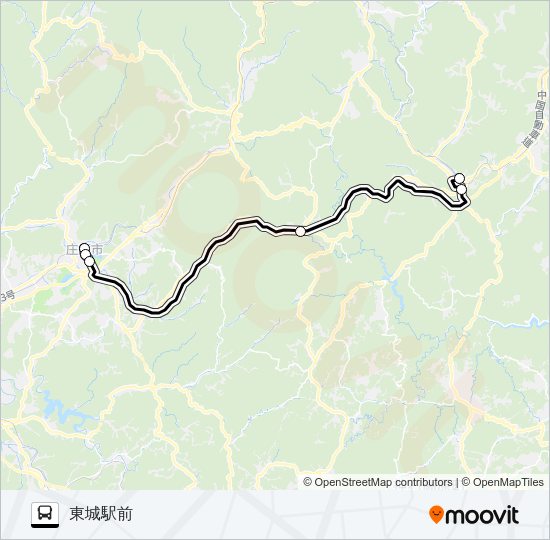 高速：東城～庄原線 Bus Line Map