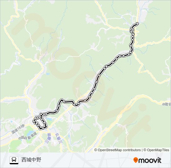 三城線（西城～庄原） Bus Line Map