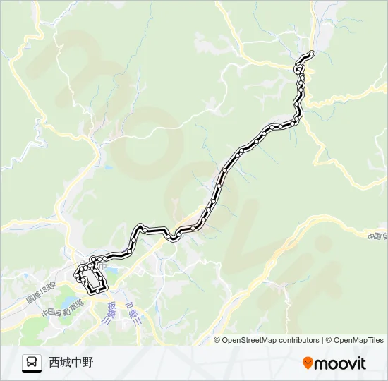 三城線（西城～庄原） バスの路線図