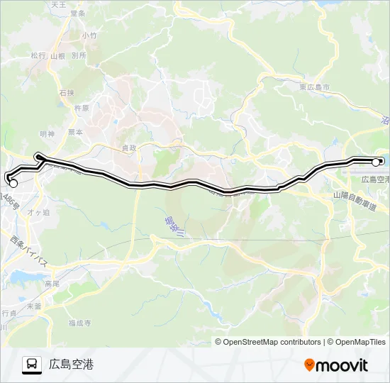 西条エアポートリムジン バスの路線図