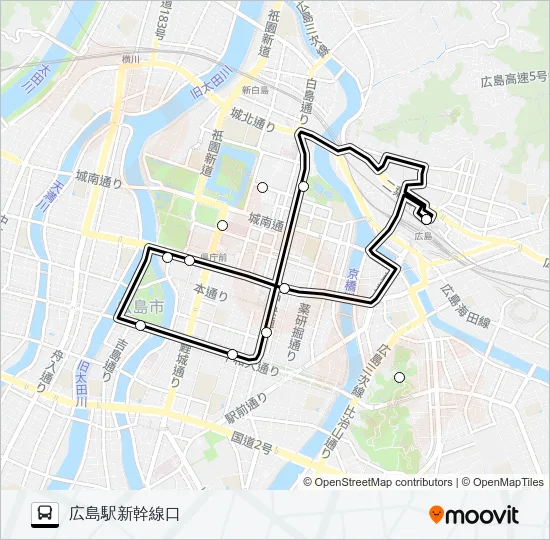 広島市内循環線（めいぷる～ぷ） バスの路線図