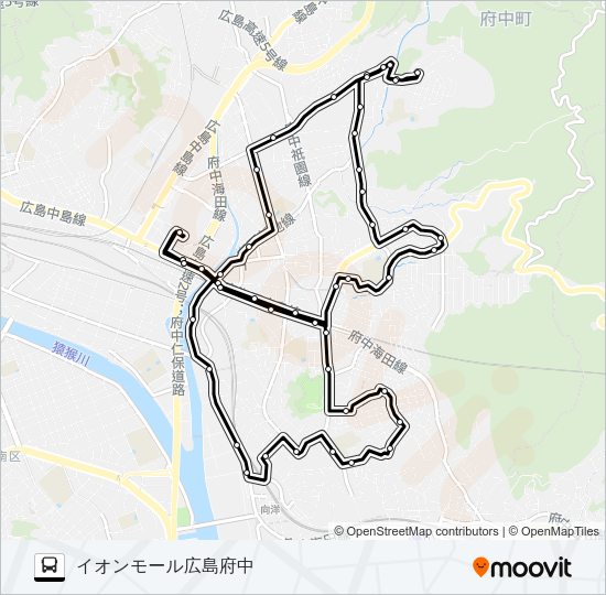 つばきバス（右回り） Bus Line Map