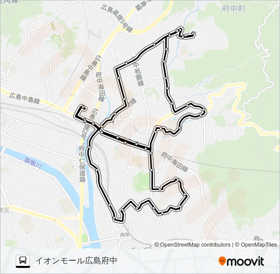 つばきバス（右回り） Bus Line Map