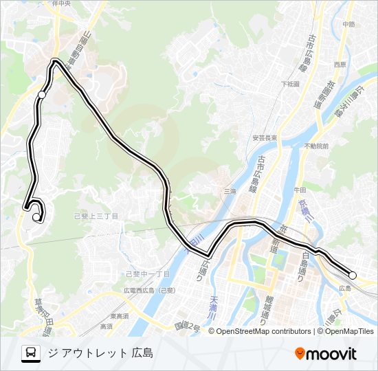 ジアウトレット広島線 Bus Line Map