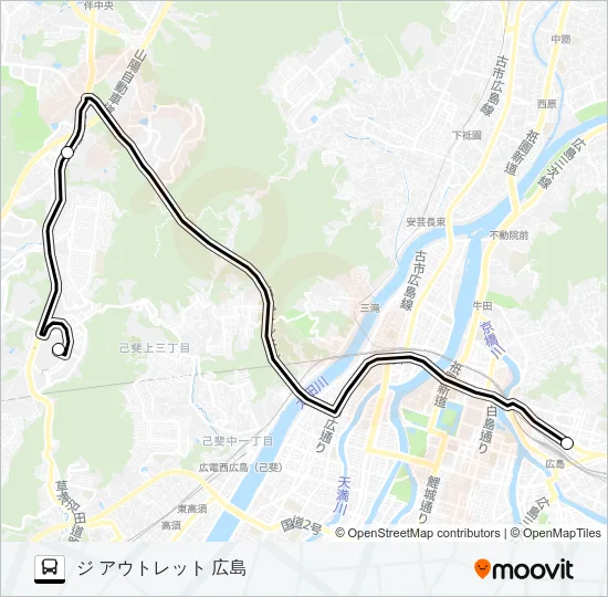 ジアウトレット広島線 Bus Line Map