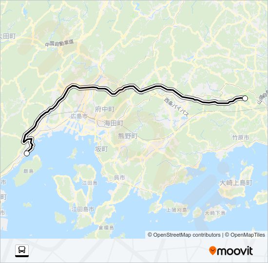 広島空港アクセス宮島路線 Bus Line Map