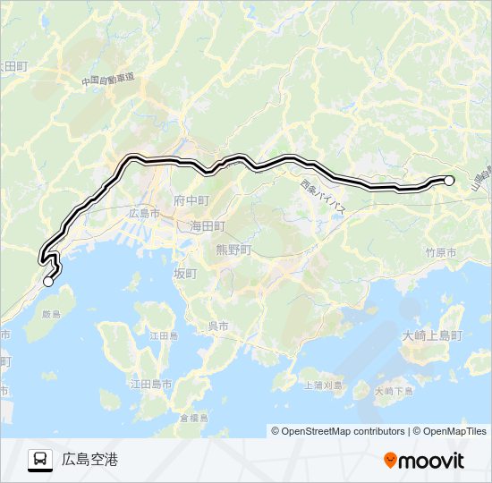 広島空港アクセス宮島路線 Bus Line Map