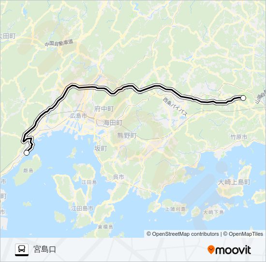 広島空港アクセス宮島路線 Bus Line Map