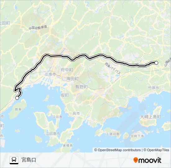 広島空港アクセス宮島路線 Bus Line Map