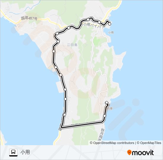 秋月桟橋・山田・小用 Bus Line Map