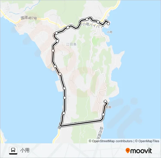 秋月桟橋・山田・小用 Bus Line Map