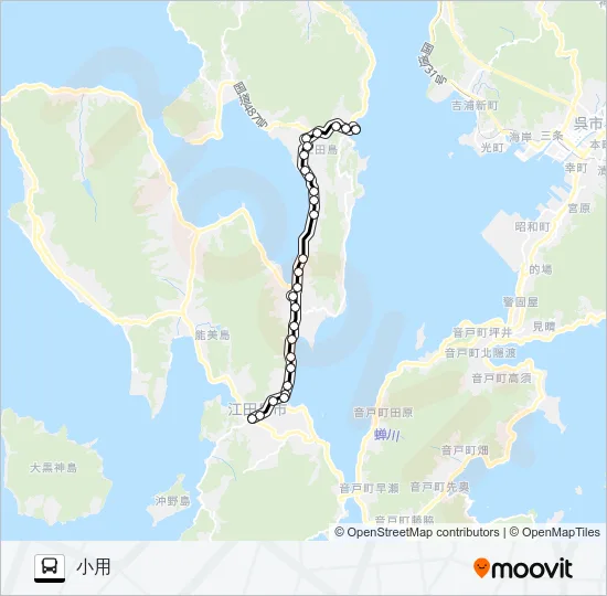 大柿高校・市役所・小用 Bus Line Map