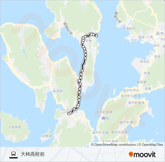 小用・市役所・大柿高校 Bus Line Map
