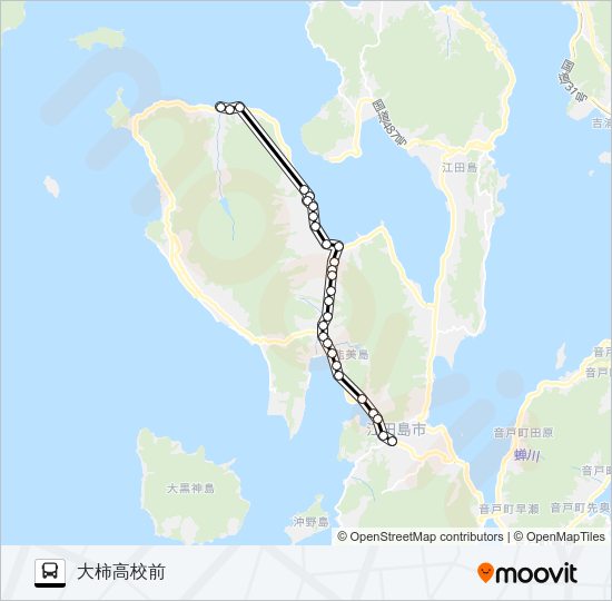 三高桟橋・鹿川・大柿高校 Bus Line Map