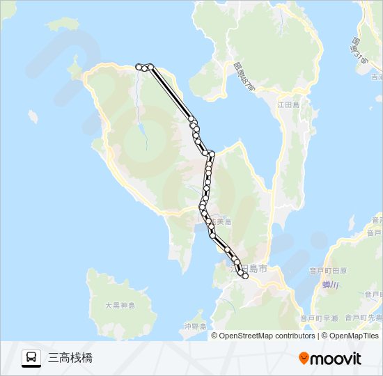 大柿高校・鹿川・三高桟橋 Bus Line Map