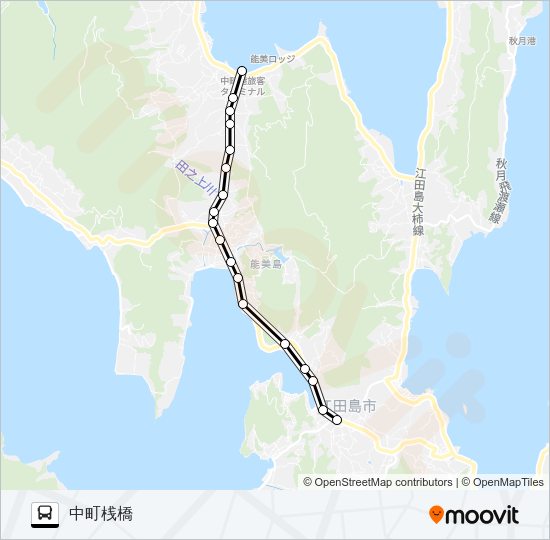 大柿高校・鹿川・中町桟橋 Bus Line Map