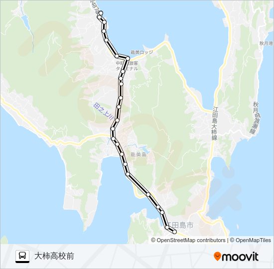 高田桟橋・鹿川・大柿高校 Bus Line Map