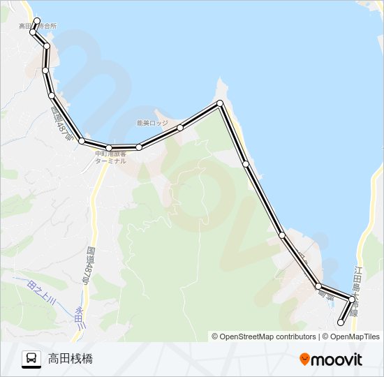 ゆめタウン・長瀬海岸・高田桟橋 Bus Line Map