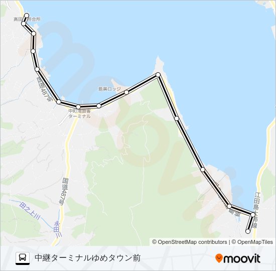 高田桟橋・長瀬海岸・ゆめタウン Bus Line Map