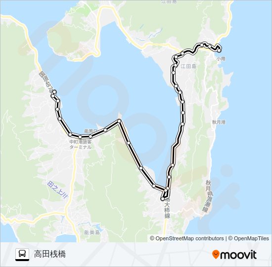 小用・ゆめタウン・長瀬海岸・高田桟橋 Bus Line Map