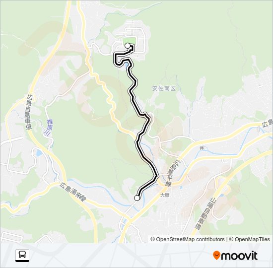 中公南→伴学校 Bus Line Map