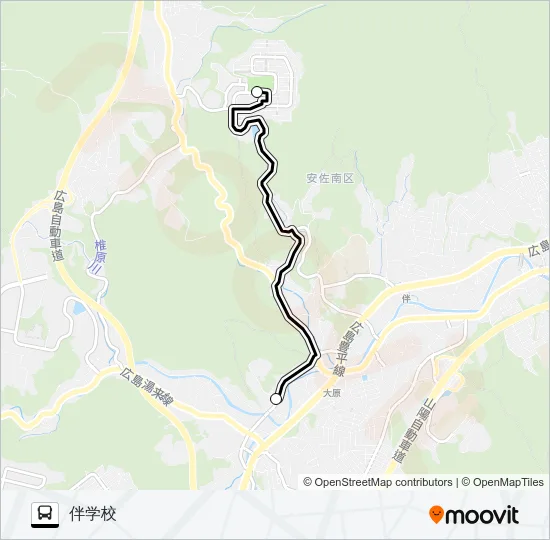中公南→伴学校 Bus Line Map