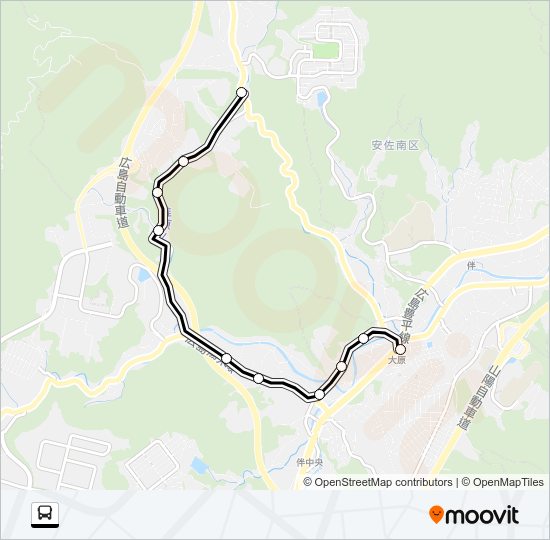 下大下→椎原→大原駅 Bus Line Map