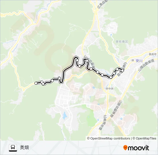 大原駅→伴福祉センター前→奥畑 バスの路線図