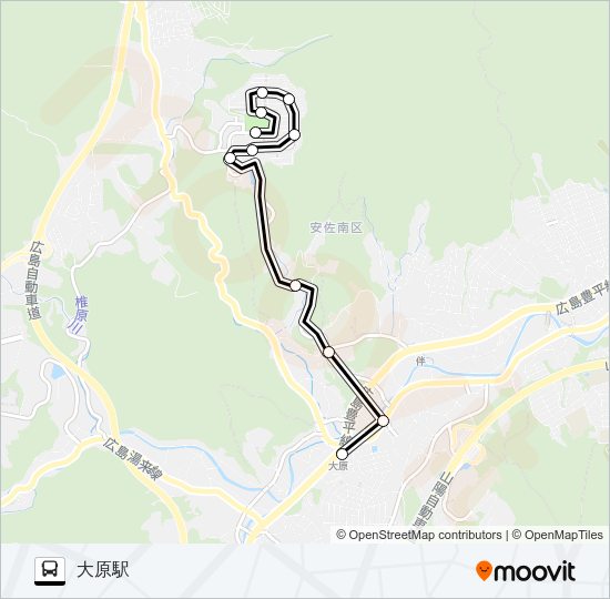 若葉台中央公園南→旧道→大原駅 Bus Line Map