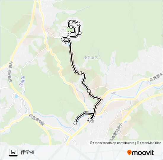 若葉台中央公園南→大原駅→伴学校 バスの路線図
