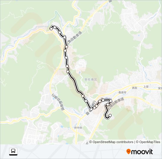 沼田高→下向・大原駅・中田口→くす台 Bus Line Map