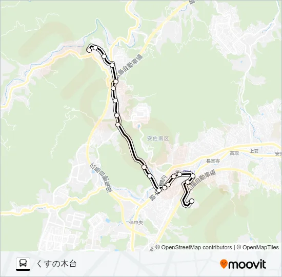 沼田高→下向・大原駅・中田口→くす台 Bus Line Map