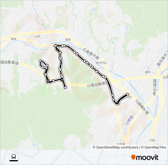 大町駅→武田山団地→あさおか台→大町駅 Bus Line Map