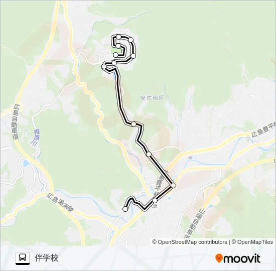 若葉台中央公園南→旧道・大原駅→伴学校 Bus Line Map