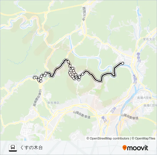 くすの木台・あさひが丘・北部医療センター線 バスの路線図