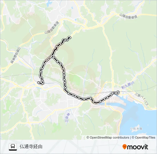 三原～本郷線 バスの路線図