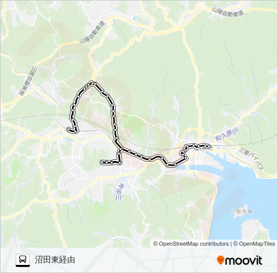 三原～本郷線 バスの路線図